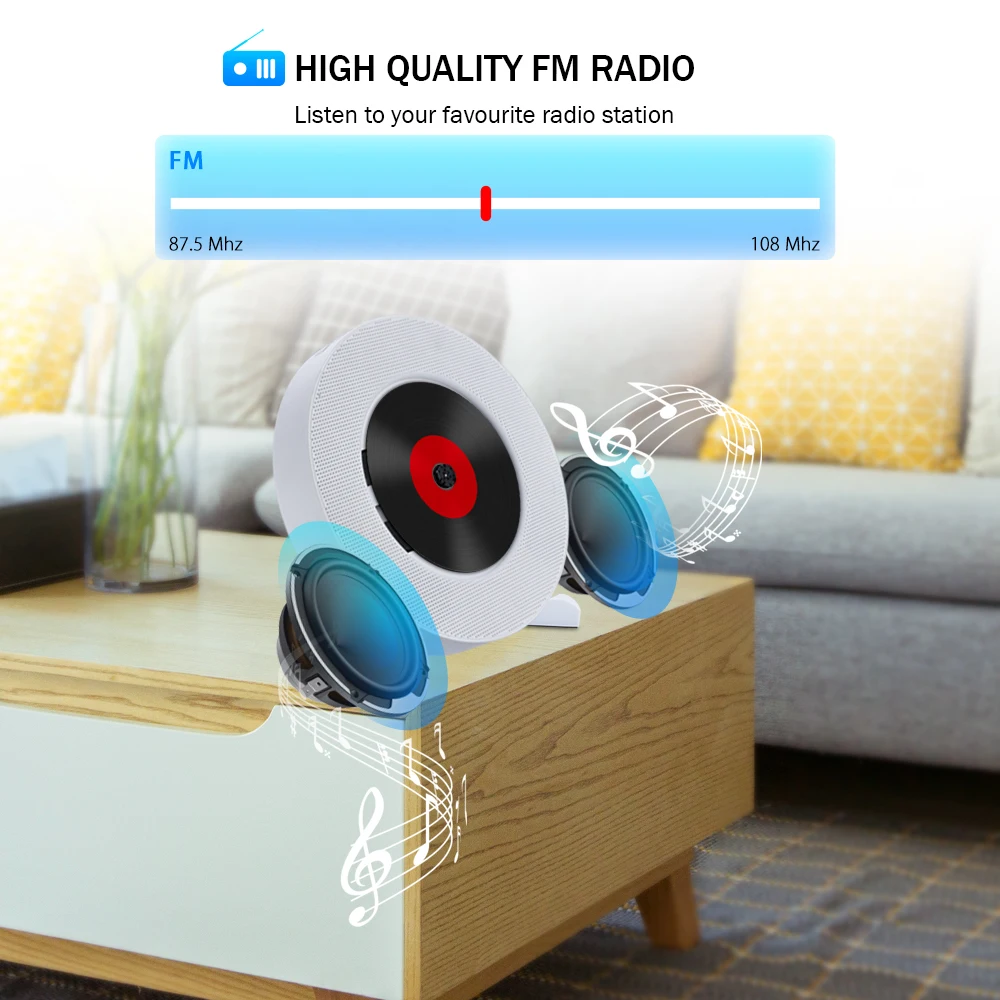 Remote Control Portable CD Player Bluetooth Desk Stand Wall Mountable Walkman LCD Display Home Audio Boombox Radio | Электроника