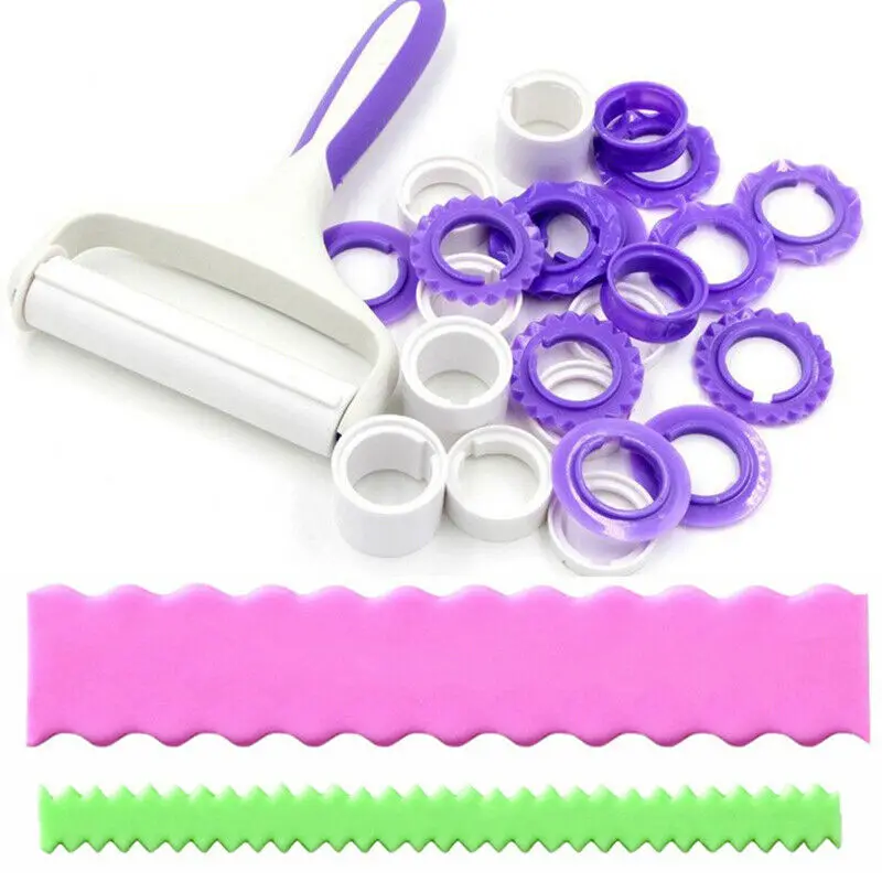 Plastic Fondant Strip Ribbon Cutter Sugarcraft Tool christmas Rolling Pin Embosser Roller Set Cake Decorating Tools | Дом и сад
