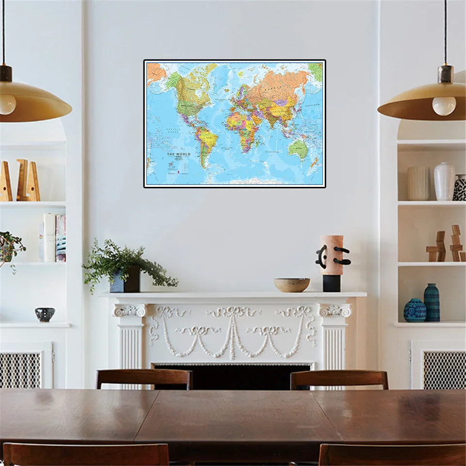 59*42 см политическая карта мира холст настенный художественный плакат украшение