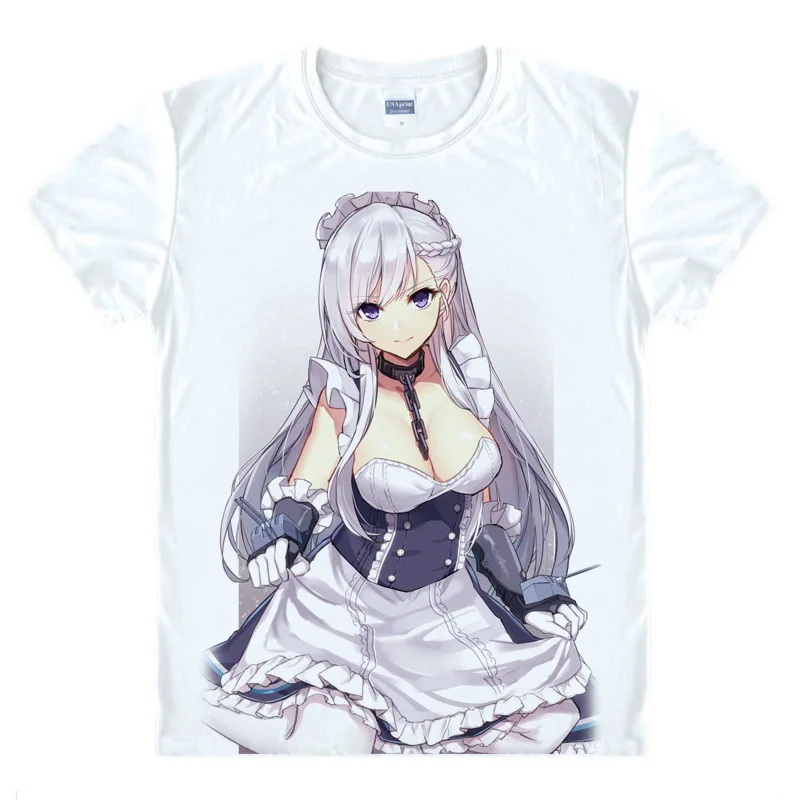 Мужские и женские футболки с принтом из игр Азур Лейн лаффи для косплея летние
