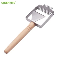 17 stainless steel needles double ended uncapping fork honey scraper wooden handle beekeeping tool