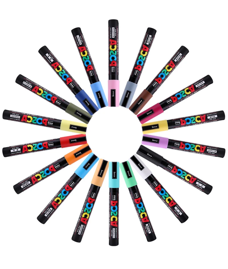 6/15 шт Uni Posca PC-5M Краска Маркер-средний Tip-1.8mm-2.5mm 17 цветов