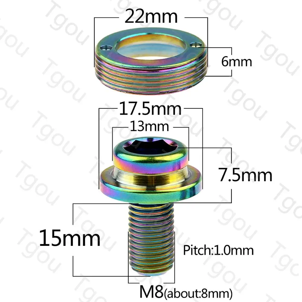 Tgou титановый болт M8x15mm квадратные шестигранные винты с прокладка крышки пыли для