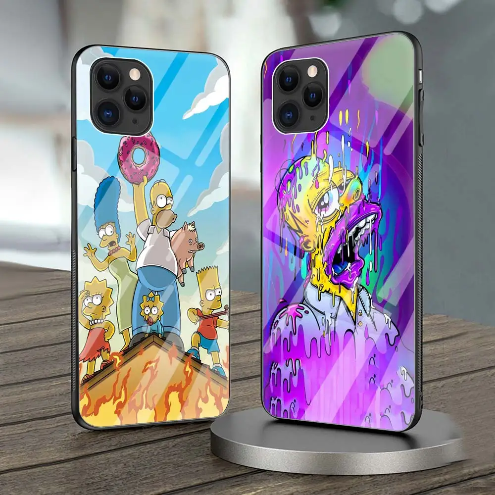 

Homer Cute Games Simpson Phone Case For iPhone 11 Pro MAX Cover For iPhone 12 Pro XR X XS 7 8 Plus SE 2020 Glass Luxury Shell