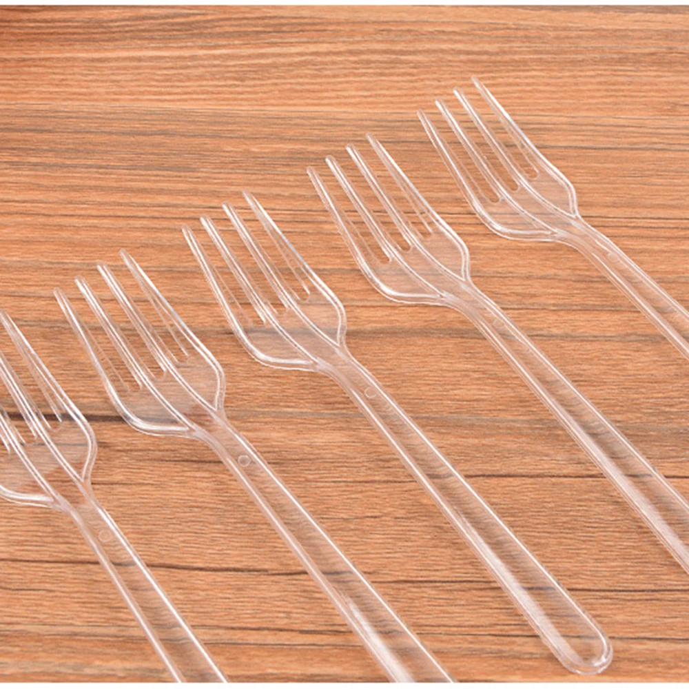 95 шт./упак. 4-зуб одноразовые Пластик вилка для торта десерта одноразовый