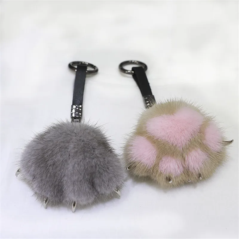 Кулон из натурального меха норки Кошачий коготь меховой медведь пальма