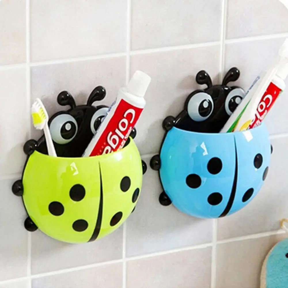 

Hot Lovely Ladybug Toothbrush Holder Suction Ladybird Toothpaste Wall Sucker Bathroom Sets Household Bathroom Supplies