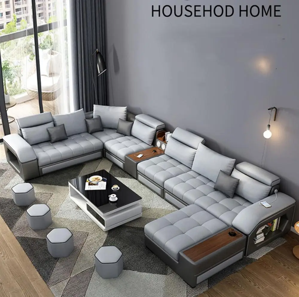 Оптовая продажа мебели для гостиной дешевый тканевый диван 6 7 мест секционные