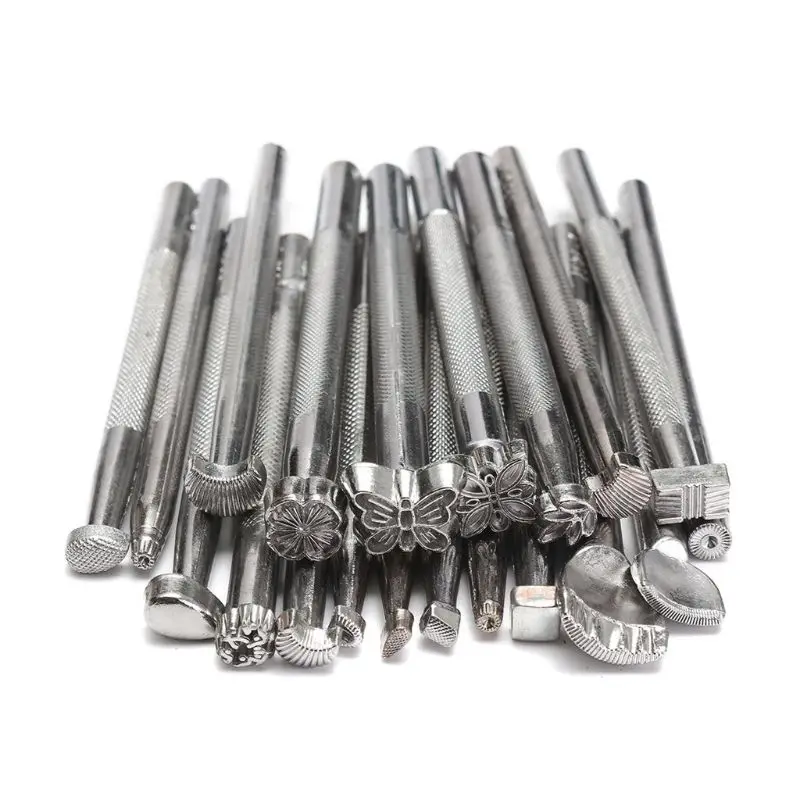 

25Pcs/Set Manual Leather Craft Stamping Carved Wooden Hammer Embossing Tools Kit E56C