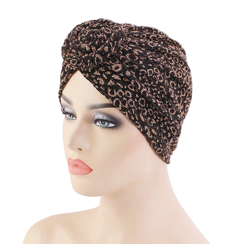 

Fashion Luxury Women Knot Soft Sleep Hat Stretch Slouchy Beanies Chemo Cap Muslim Turban Headwear Hair Loss Accessories