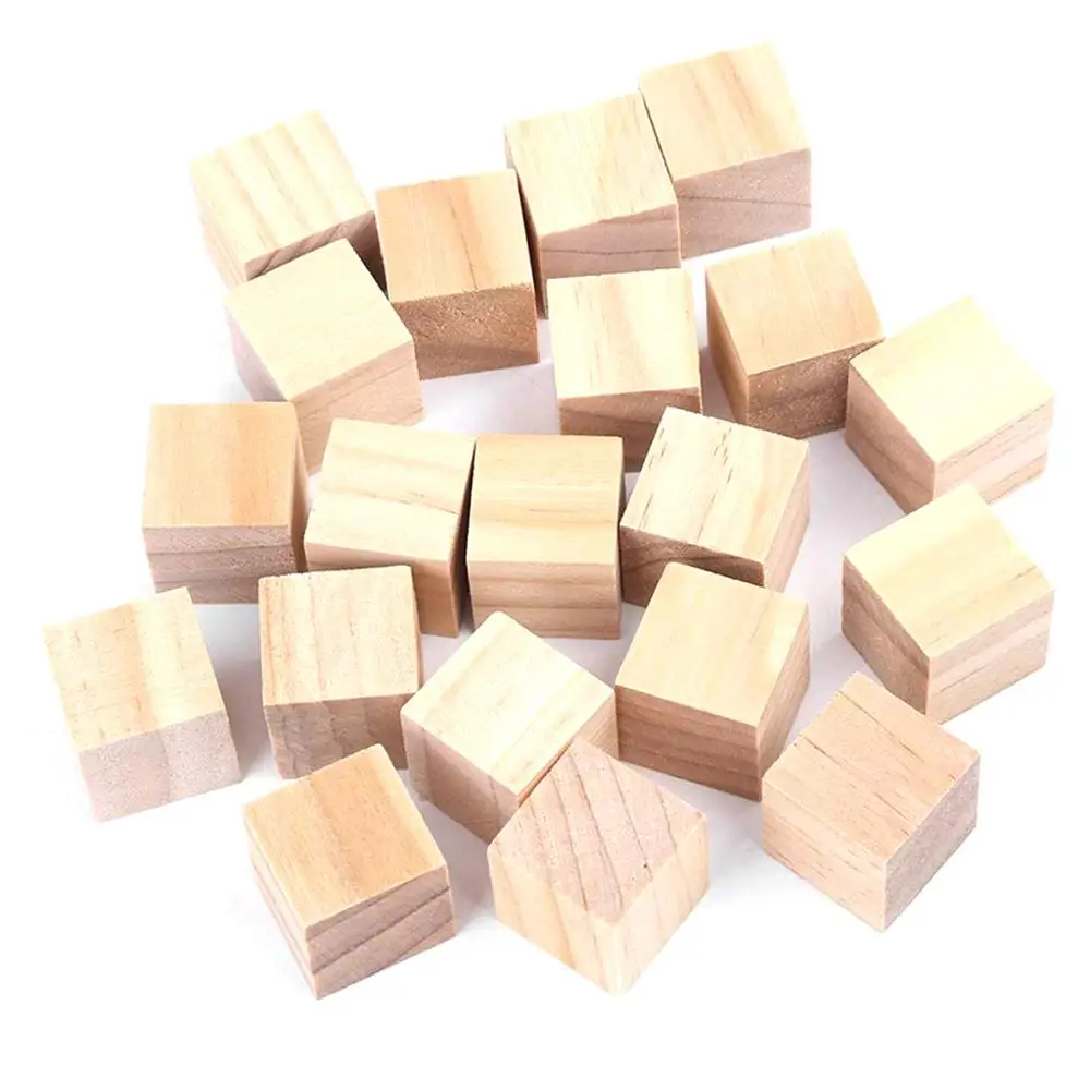 

Wooden Cubes Natural Unfinished Craft Wood Blocks for Baby Shower