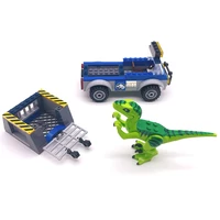 jurassic world dinosaur 10919 velociraptor rescue truck boys toys science station bricks building blocks gifts with dolls 10757
