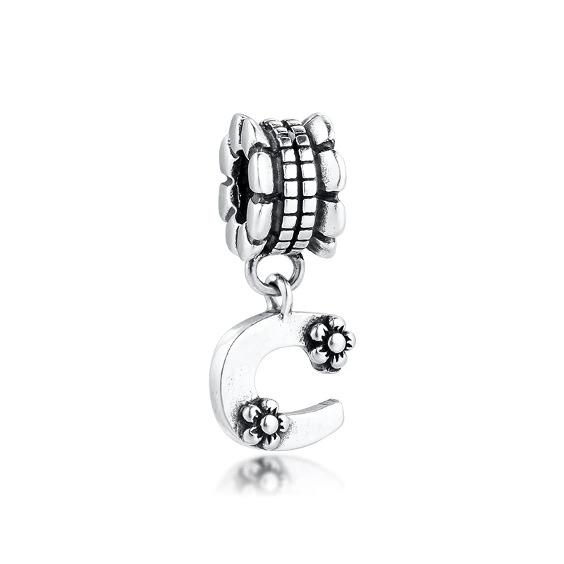 Подходит для браслетов Pandora с подвесками буквами C бусины из 100% стерлингового