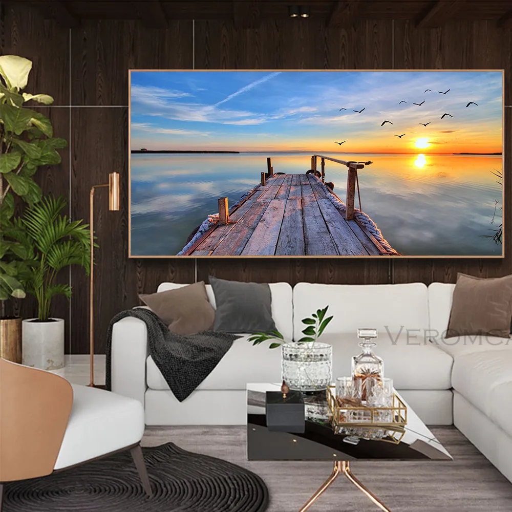 Океанический ландшафт HD принты картины на холсте Закат и рассвет Sky Pier Nordic Sea View