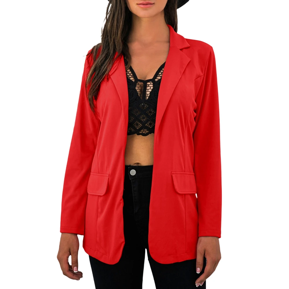 

Women Casual Suit Jacket Simple Solid Lapel Business Jacket Autumn Winter Coats