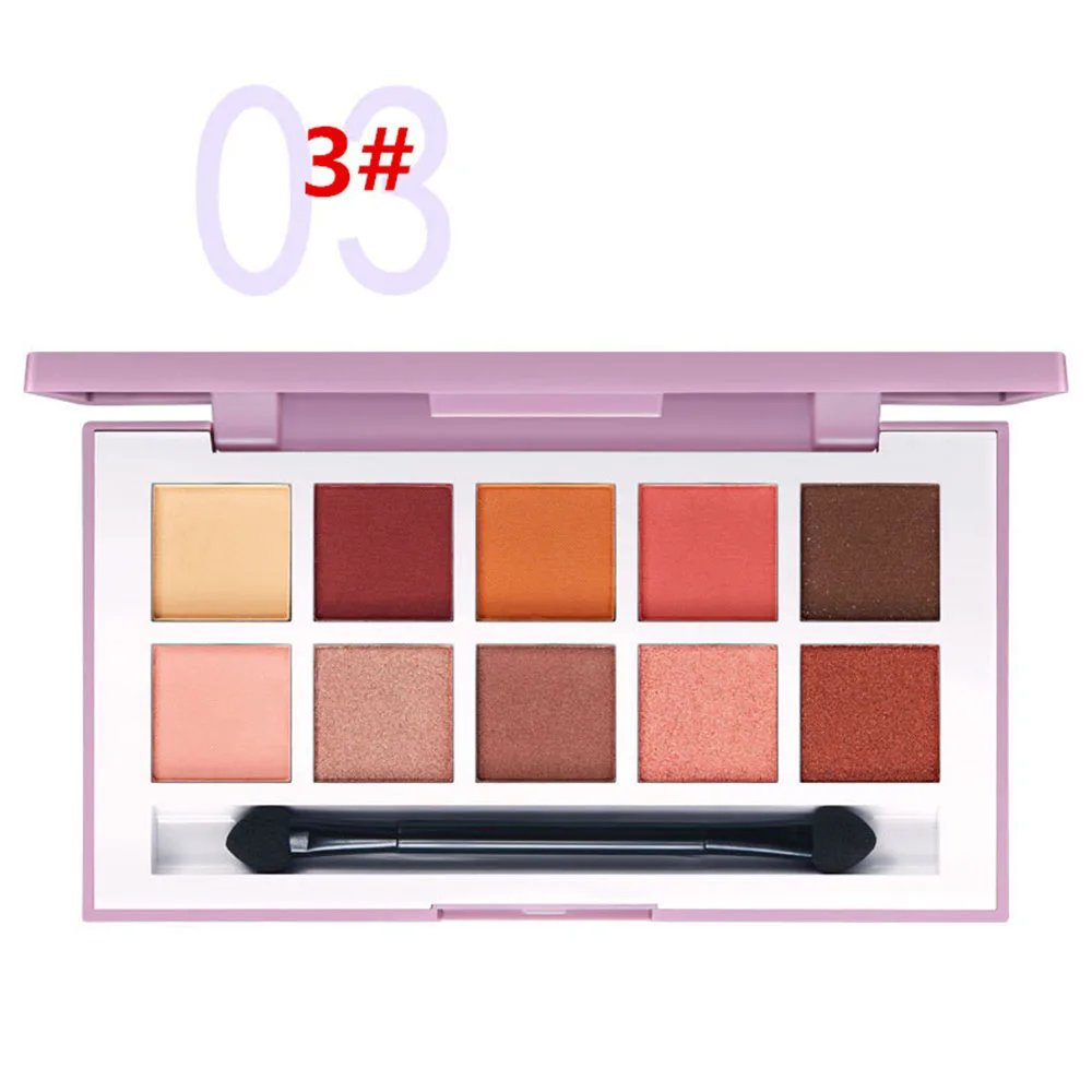 Тени для век 10 цветов Палетка Гламурная дымчатые цветные тени мерцающие