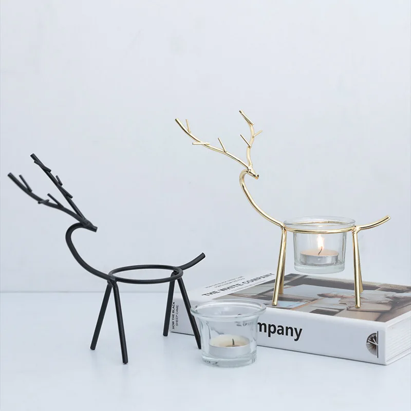 Креативный металлический подсвечник в виде лося для свадебной вечеринки