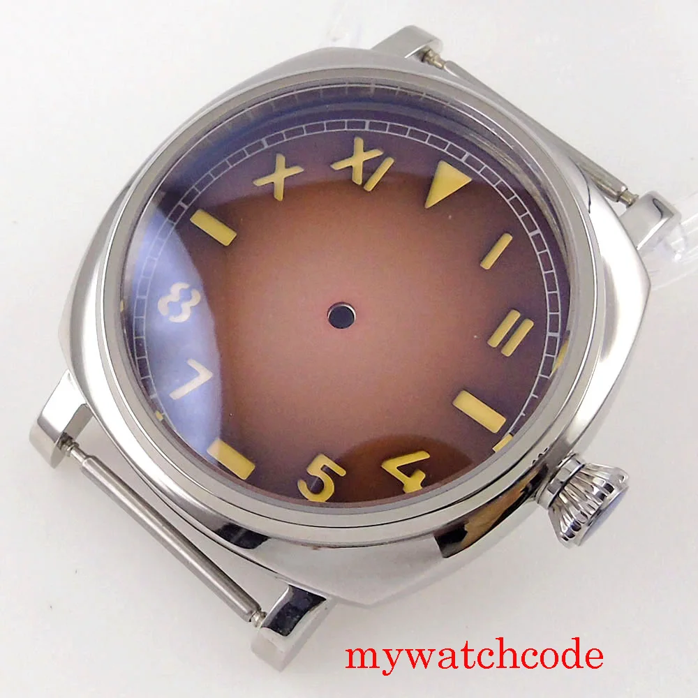 For NH35 NH36 Movement 42MM Polished Stainless Steel Watch Case With 35mm California Dial Sapphire Crystal 200M Water Resistance