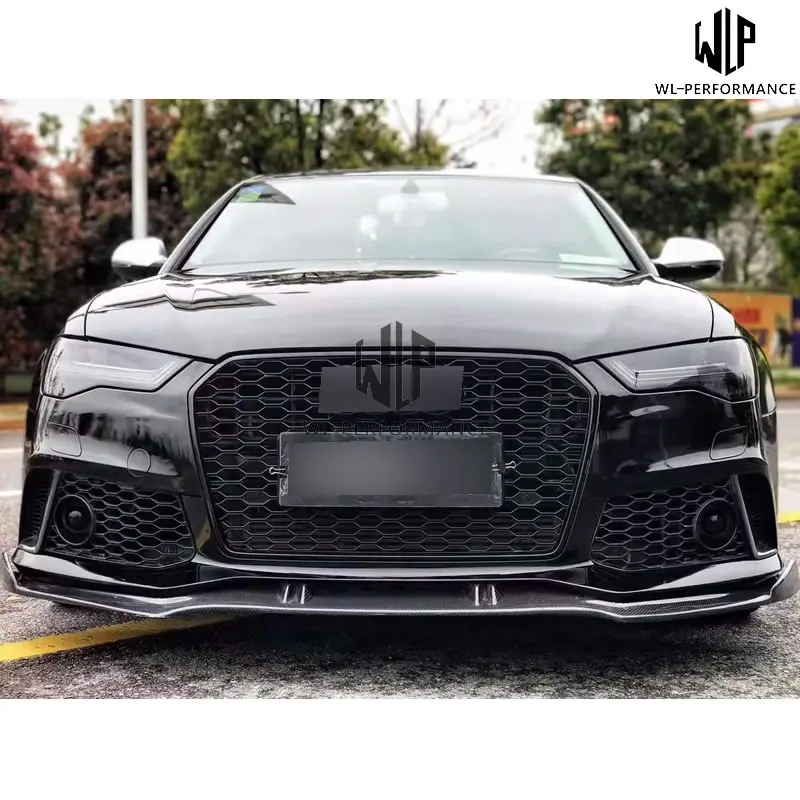 A6 RSU RS6 ABT Стиль Высокое качество углеродное волокно передний бампер передняя губа