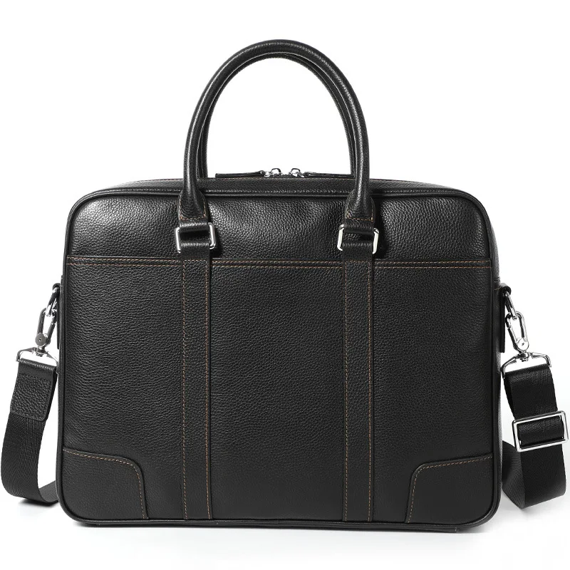 New Large Natural Cowskin Men Briefcase Brand Designer Genuine Leather Business Tote Work Handbag Shoulder Laptop Office Bags