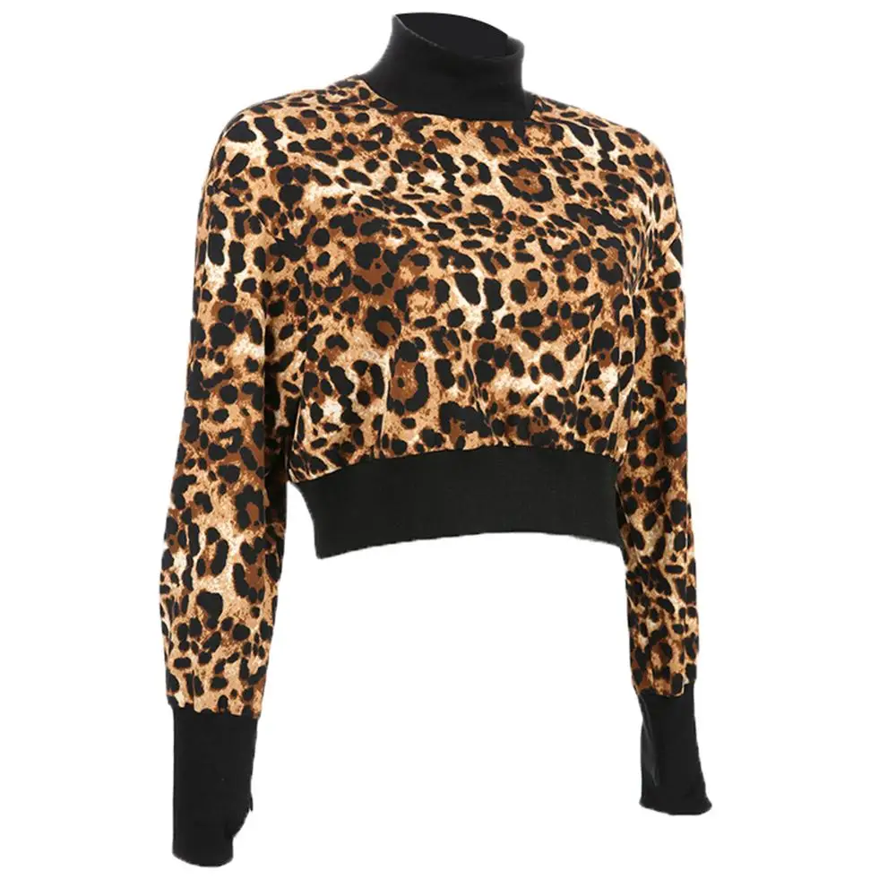 Женский свободный пуловер с леопардовым принтом и длинным рукавом|Женские