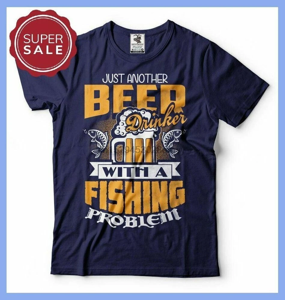 FISHING T-SHIRT SHIRT GIFT FOR FISHERMAN FUNNY BEER LOVER SHIRT(1) | Мужская одежда