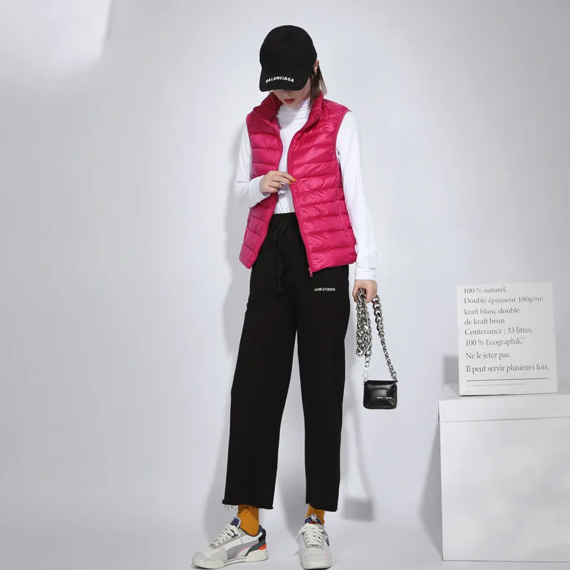 

JCHB 2021 Women's Down Jacket Ultra Light Down Jacket Women Coats Autumn Winter Coat Female Clothes Sleeveless Mujeres Abrigos P