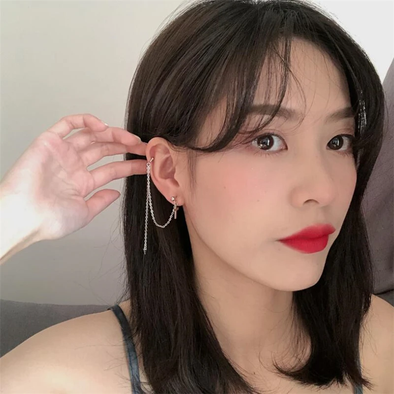 Женские длинные серьги цепочки hferich корейские с крестом для мальчиков и женщин