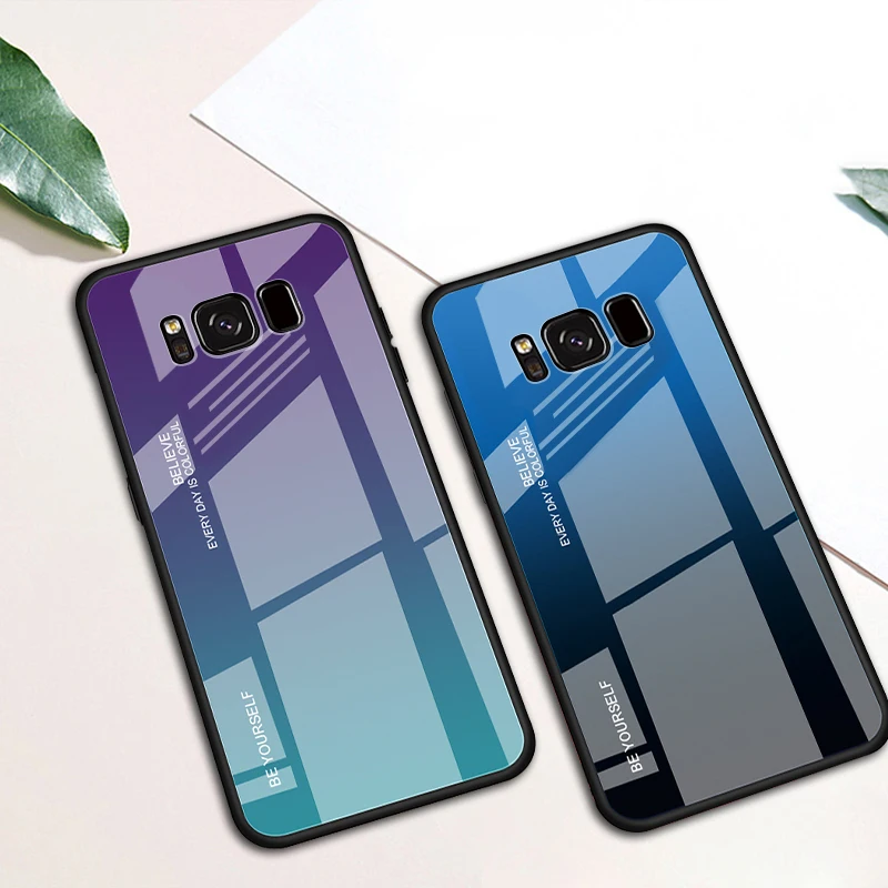 Роскошный градиентный чехол из закаленного стекла для samsung s10 s8 s9 Plus Note 10 Pro 9 8