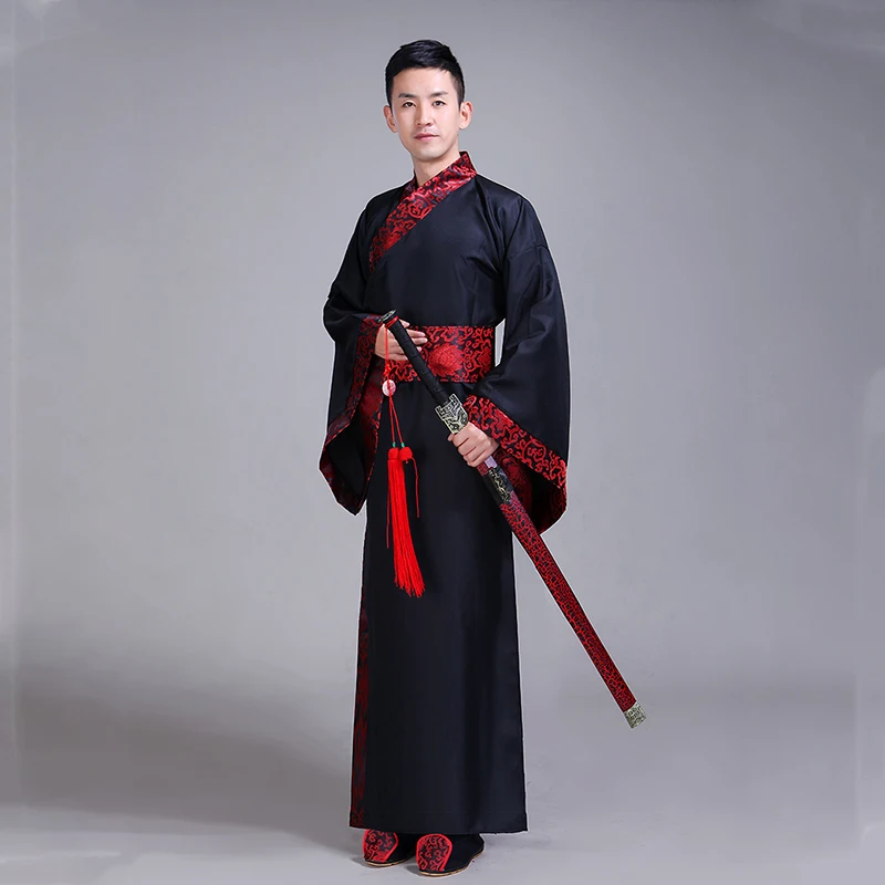 Men Color 4 Suit Тан ханьфу китайское традиционное платье для женщин и мужчин длинный халат цветочный Cheongsam свадебное платье танцевальный костюм Qipao атласный Восточный - Цвет: Men Color 4 Suit