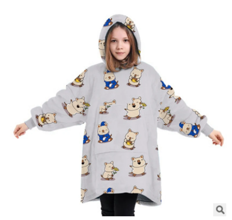 

Oversized Hoodie Blanket Fluffy Oodie Blanket Hoodie for Kids Hooded Blanket with Big Front Pocket Family Matching