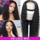 Upretty глубокий волнистый парик фронта шнурка кудрявые человеческие волосы парик предварительно выщипанные фронтальные парики шнурка 180 плотность кудрявые бразильские парики фронта шнурка