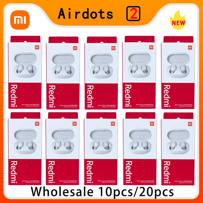 10pcs Original Xiaomi Redmi Airdots 2 White TWS Earphone Wir