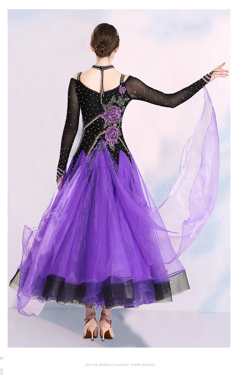 

Long Sleeve Ballroom Competition Dance Dress Women 2021 New High Quality Waltz Dancing Skirt Adult Standard Ballroom Dresses