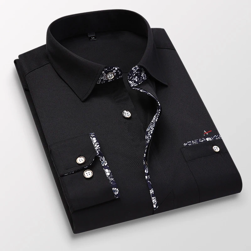 2020 New Brand Men Shirts Cotton Fashion Long Sleeve Casual Shirt Tops Floral Print Embroidery Dress Men Blouses  aramy camisate