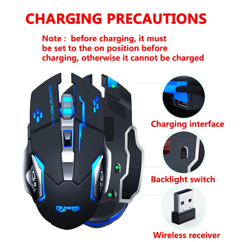 satxtrem gaming mouse 3200dpi bluetooth wireless usb charging rgb led mechanical pc laptop desktop computer mouse free global shipping