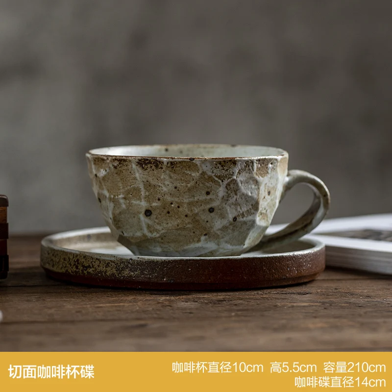 

Japanese Style Coffee Cup Creative Ceramic Mug Handmade Mocha Cup And Saucer Set Vintage Eco Friendly Canecas Drinkware EB50BD
