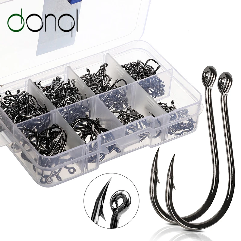 DONQL 200/300 шт. разноразмерные модели круглые рыболовные крючки с бородкой