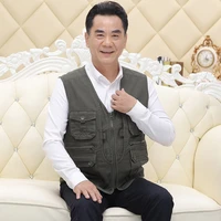 autumn winter men multi function pocket vests beige army green thick quilted waistcoat v neck herringbone gilet male daily wear