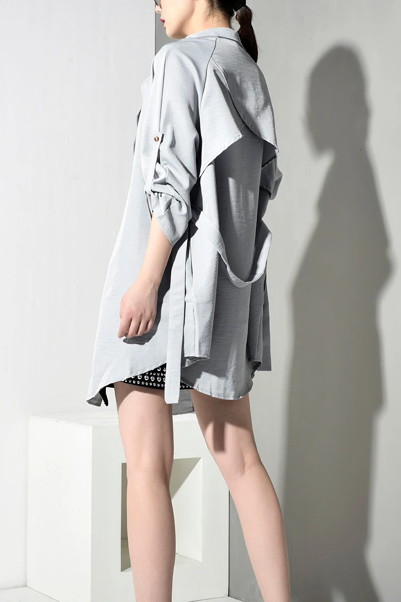 LANMREM 2020 весеннее Новое модное повседневное женское длинное пальто однотонное