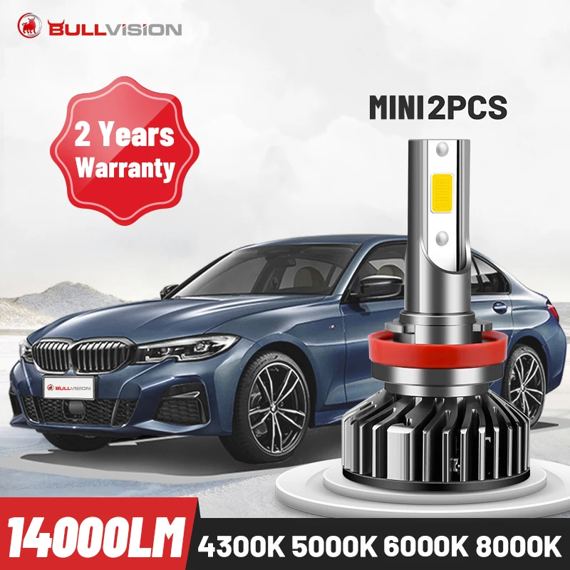 Автомобильная светодиодная лампа Bullvision для головных фонарей H11 H4 H7 6000K 8000K 9005 HB3 9006