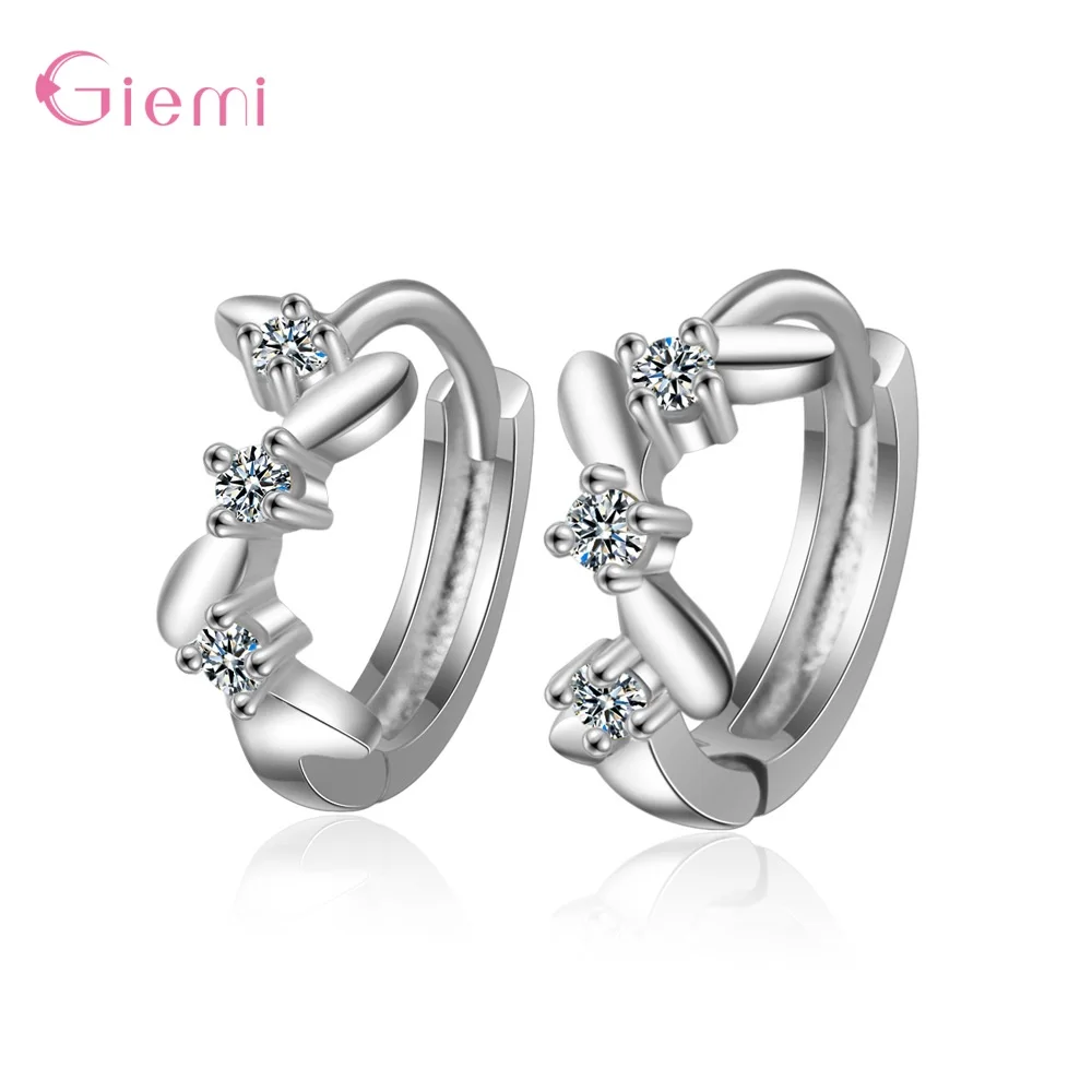 Женские серьги большой круг обруч стразы серебро 925 пробы циркониевая