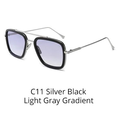 Light Gray Gradient Tony Stark, солнцезащитное стекло, es, для мужчин, Ретро стиль, мужское стекло es iron man, 3 солнцезащитных стекла, желтый, красный, оттенков, мужские очки W66218 - Цвет линз: Light Gray Gradient