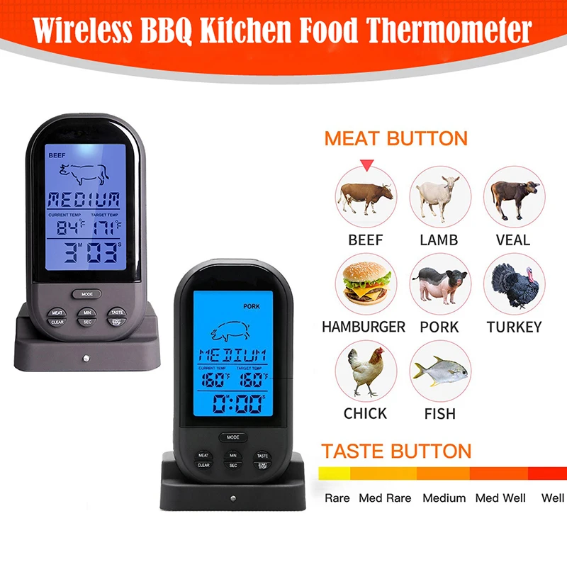 

Digital Wireless Oven Thermometer Meat BBQ Grilling Food Probe Kitchen Thermometer Cooking Tools With Timer Meat Thermometer