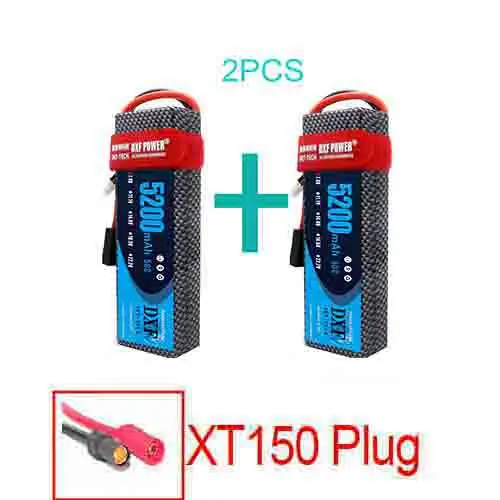 Аккумулятор DXF 7,4 V 22,2 V 6S 2S 5200mah 6000mAh 50C Burst 100C для радиоуправляемого автомобиля квадрокоптера вертолета самолета - Цвет: 2PCS5200HARDXT150