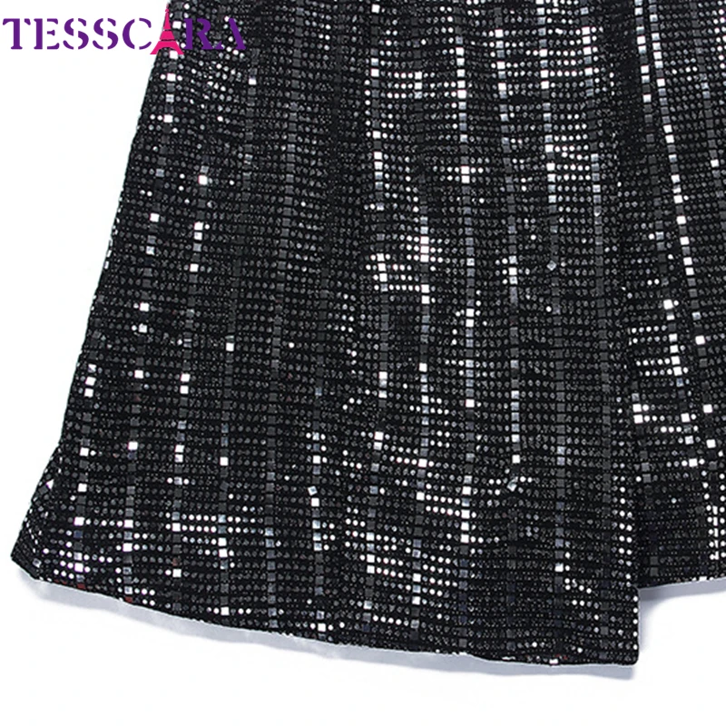 Женский блейзер с блестками TESSCARA элегантный базовый пиджак длинная верхняя