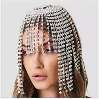 rhinestone headpiece tassel chain for women handmade hat crystal headbands wedding hair accessories