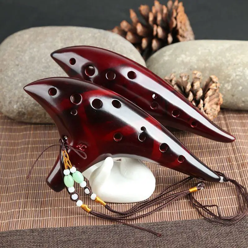 Профессиональный 12 отверстий Alto C Копченый керамический тенор Ocarina коллекционные