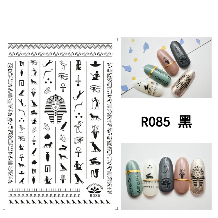 

Наклейки 3D для ногтей, Черные Животные, птица, слайдер, фольгированные наклейки для Древнего Египта, украшения для ногтей, аксессуары для ма...
