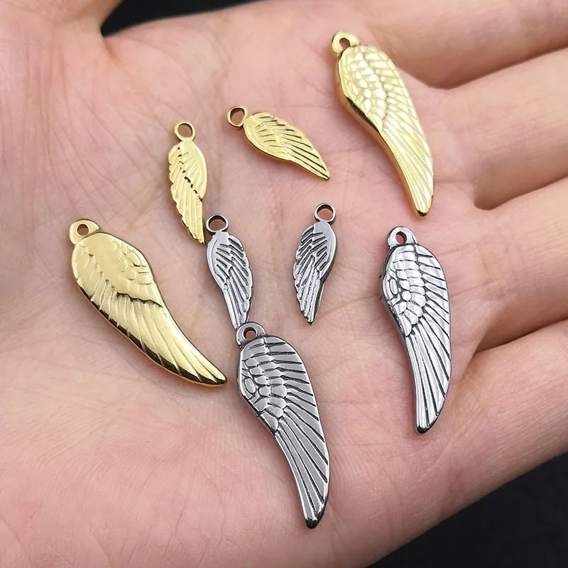 Золотые Крылья ангела Подвески из нержавеющей стали для рукоделия материалы